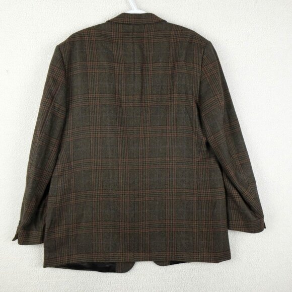 Vintage Blazer Mens 46R Brown Red Glen Check Alpaca Wool Two Button Business - Picture 5 of 15